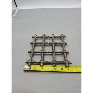 Vintage silver plated  bamboo Trivet Counter Protector expandable 7-10 -7”x 7
